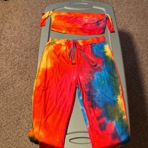 XL, 2 piece set - pants and off the shoulder halter top